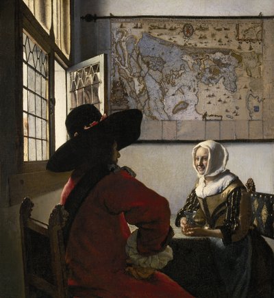 Offizier und lachendes Mädchen von Jan Vermeer van Delft